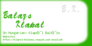 balazs klapal business card